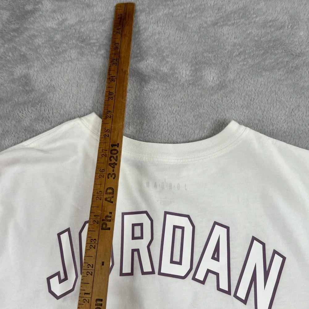 Jordan Jumpman 23 Graphic T-Shirt L White Men Basketball Streetwear Tee 2 Sided